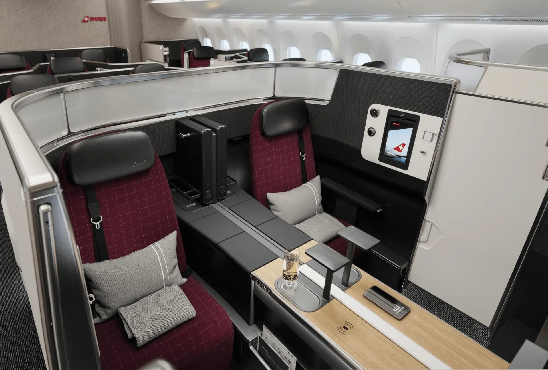 Swiss Air business class cabin